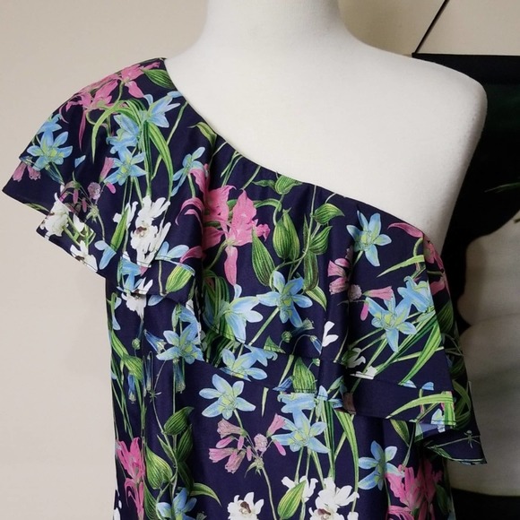 NWT Chelsea28 One Shoulder Ruffle Hem Floral Dress - Picture 3 of 6